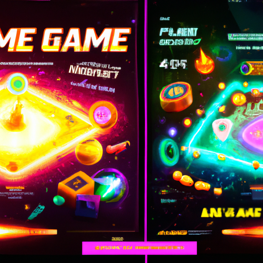 Gameplay screenshot: neon platforming with HUD